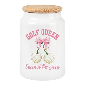 Golfeuse Drôle de Golfeuse Féminine - Boîte à biscuits avec couvercle en bois - blanc - Devant