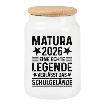 Matura 2026 Eine Legende verlässt das Schulgelände - Keksdose mit Holzdeckel - Weiß - Vorne