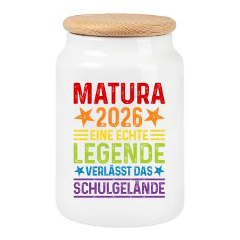 Matura 2026 Eine Legende verlässt das Schulgelände - Keksdose mit Holzdeckel - Weiß - Vorne