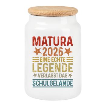 Matura 2026 Eine Legende verlässt das Schulgelände - Keksdose mit Holzdeckel - Weiß - Vorne