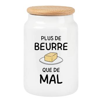 Bloc beurre sur assiette gourmandise gourmand  - Boîte à biscuits avec couvercle en bois - blanc - Devant
