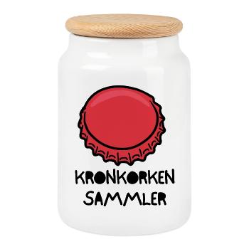 Kronkorken_Sammler - Cookie Jar with Wooden Lid - white - Front