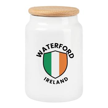 Waterford-Irland-Schild - Keksdose mit Holzdeckel - Weiß - Vorne