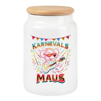 Carnival Mouse Rock Outfit for Cologne Alaaf - Keksdose mit Holzdeckel - Weiß - Vorne