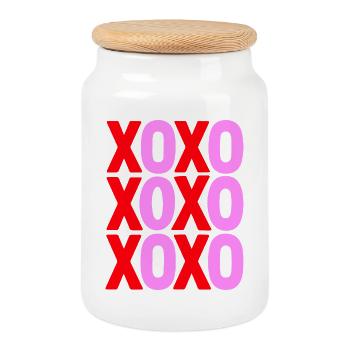 XOXO Love Typographie Design minimaliste - Boîte à biscuits avec couvercle en bois - blanc - Devant