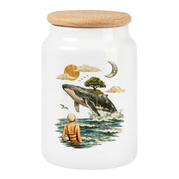 Surreale Wal-Szene – Vintage Traumlandschaft - Keksdose mit Holzdeckel - Weiß - Vorne