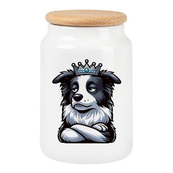 Border Collie Propriétaire Collie Amant de Collie - Boîte à biscuits avec couvercle en bois - blanc - Devant