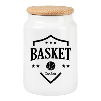 Basketball / Basketball / Basktet-Ball / Sports - Cookie Jar with Wooden Lid - white - Front