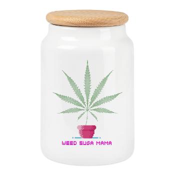 Weed Suga Mama - Keksdose mit Holzdeckel - Weiß - Vorne