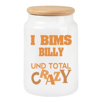 first name Billy - Cookie Jar with Wooden Lid - white - Front
