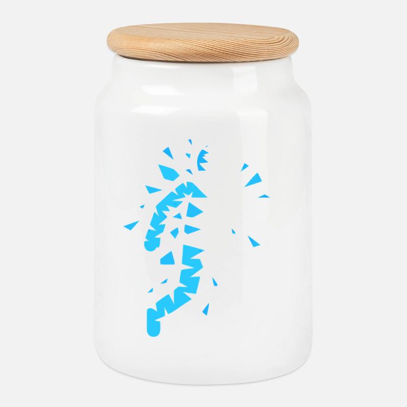 Blaue explodierte Silhouette - Keksdose mit Holzdeckel - Weiß