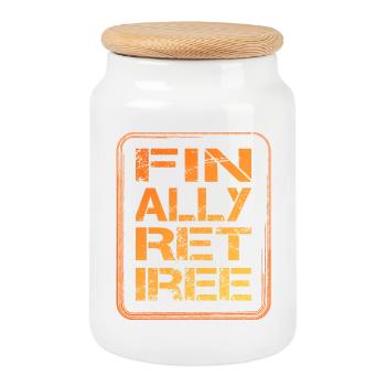 Enfin, pension de retraite retraite - Boîte à biscuits avec couvercle en bois - blanc - Devant
