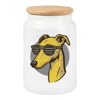 Windhund, Galgo - Keksdose mit Holzdeckel - Weiß - Vorne