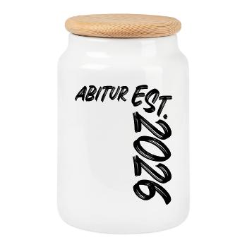 Abitur Est 2026 - Cookie Jar with Wooden Lid - white - Front