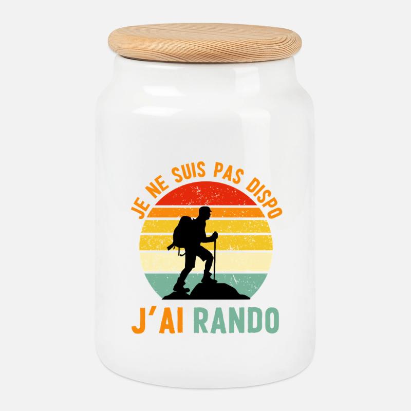 Retro Hike: I'm not available - Cookie Jar with Wooden Lid - white