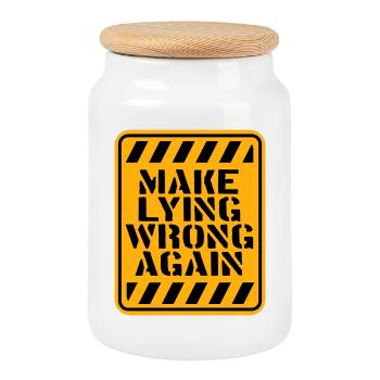 Make Lying Wrong Again Politisches Statement Logo - Keksdose mit Holzdeckel - Weiß - Vorne