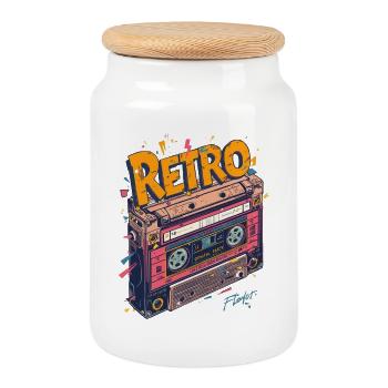 BOOMBOX KIDS - style rétro classique - Boîte à biscuits avec couvercle en bois - blanc - Devant