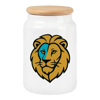 Lion sauvage coloré - Art couleurs Pop - Boîte à biscuits avec couvercle en bois - blanc - Devant