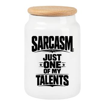 Sarcasm just one of my many talents - Cookie Jar with Wooden Lid - white - Front