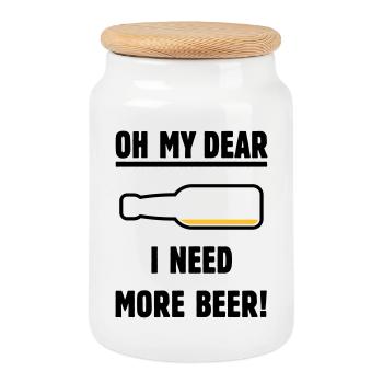 Oh My Dear – I Need More Beer! (Bier / POS 2C) - Keksdose mit Holzdeckel - Weiß - Vorne
