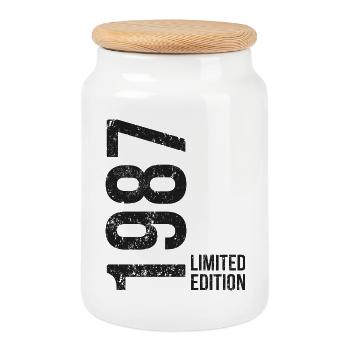Vintage 1987 Vintage 39e anniversaire - Boîte à biscuits avec couvercle en bois - blanc - Devant