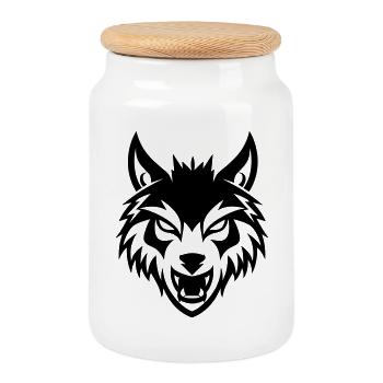 Wolf - Keksdose mit Holzdeckel - Weiß - Vorne