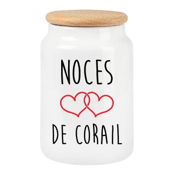 Coral Wedding 11 years of marriage - Cookie Jar with Wooden Lid - white - Front