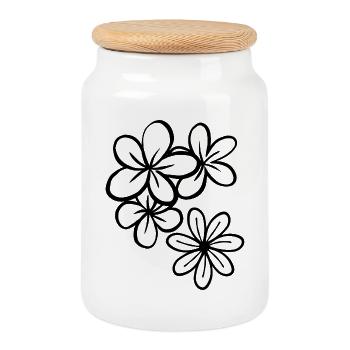 Fleurs Illustration  - Boîte à biscuits avec couvercle en bois - blanc - Devant