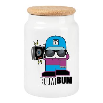 BoomBox Buddy Retro Tee - Keksdose mit Holzdeckel - Weiß - Vorne