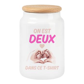 Announcement Baby Message Love Pregnancy - Cookie Jar with Wooden Lid - white - Front