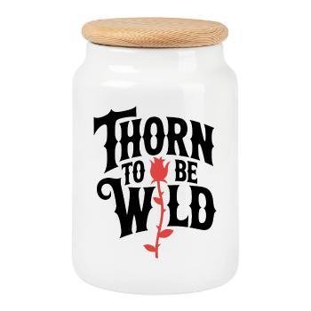 Rose deer - Cookie Jar with Wooden Lid - white - Front