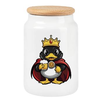 Duck Beer King - Cookie Jar with Wooden Lid - white - Front