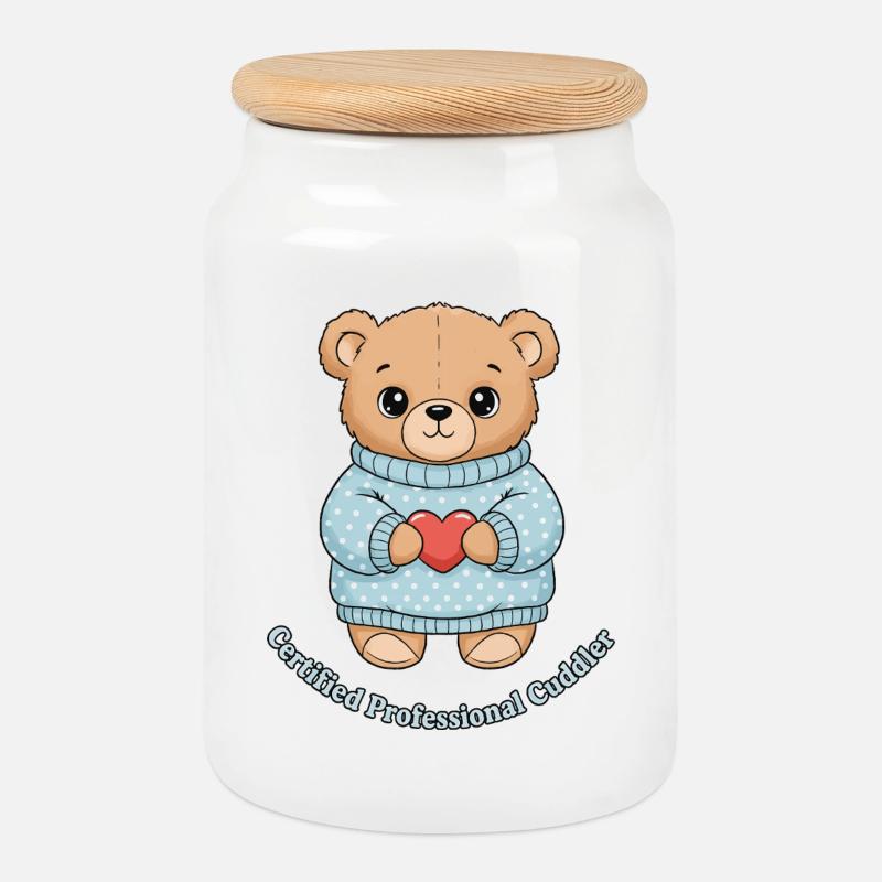 Certified Professional Cuddler Bär - Keksdose mit Holzdeckel - Weiß