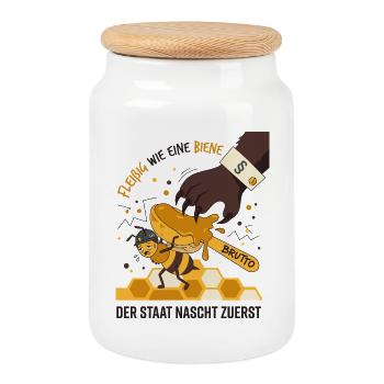 Industrieuse comme une abeille, l’État grignote d’abord - Boîte à biscuits avec couvercle en bois - blanc - Devant