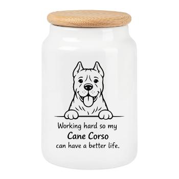 ma canne Corso peut avoir une vie meilleure - Boîte à biscuits avec couvercle en bois - blanc - Devant