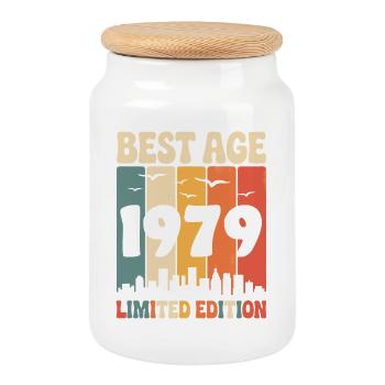 1979 anniversaire rétro 1979 vintage 1979 - Boîte à biscuits avec couvercle en bois - blanc - Devant