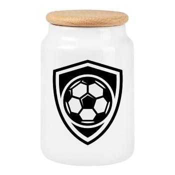 Football Coat of Arms Shield - Cookie Jar with Wooden Lid - white - Front