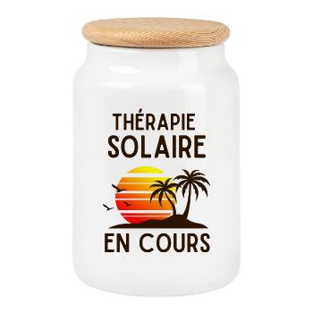 Thérapie Solaire en Cours - Boîte à biscuits avec couvercle en bois - blanc - Devant