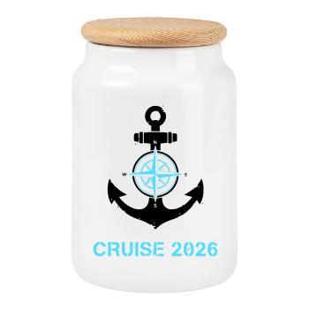 Logo de la croisière Anchor Compass 2026 - Boîte à biscuits avec couvercle en bois - blanc - Devant