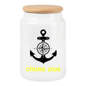 Cruise 2026 Anker Kompass - Keksdose mit Holzdeckel - Weiß - Vorne