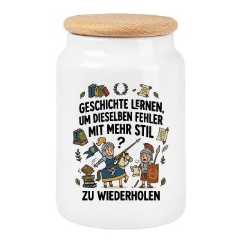 Ritter und Römer Illustration lustig - Keksdose mit Holzdeckel - Weiß - Vorne