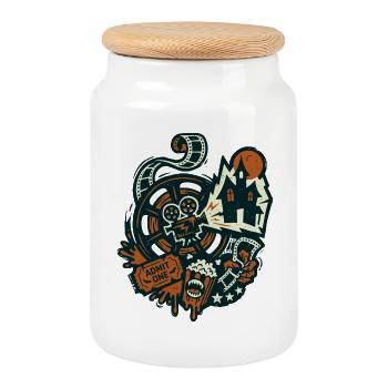 Horror Kino Retro Film Design - Keksdose mit Holzdeckel - Weiß - Vorne