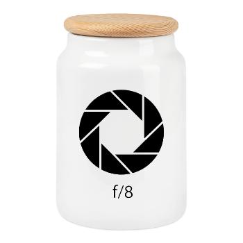Ouverture-F8 - Boîte à biscuits avec couvercle en bois - blanc - Devant