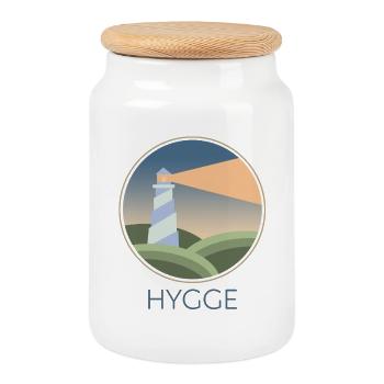 Phare de Hygge - Boîte à biscuits avec couvercle en bois - blanc - Devant