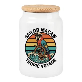 Parrot Sailor Macaw Tropic Voyage - Cookie Jar with Wooden Lid - white - Front