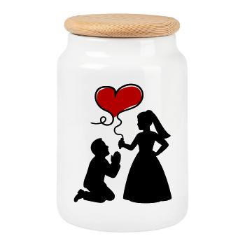 Brautpaar Ehepaar Hochzeit - Keksdose mit Holzdeckel - Weiß - Vorne