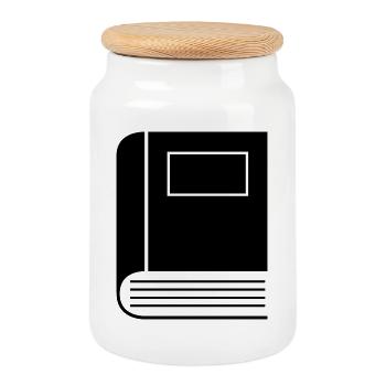 Closed book - Cookie Jar with Wooden Lid - white - Front