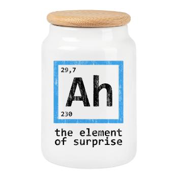 Element der Überraschung Shirt - Keksdose mit Holzdeckel - Weiß - Vorne