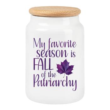Ma saison préférée est Fall of the Patriarchy Purple - Boîte à biscuits avec couvercle en bois - blanc - Devant