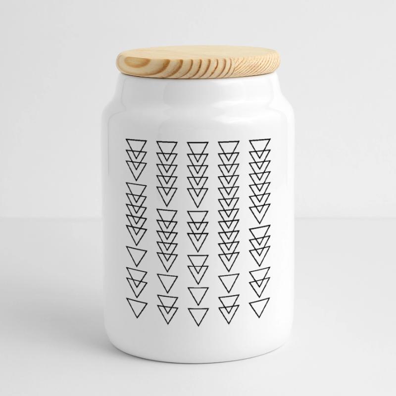 Triangles Pattern design Cookie Jar with Wooden Lid